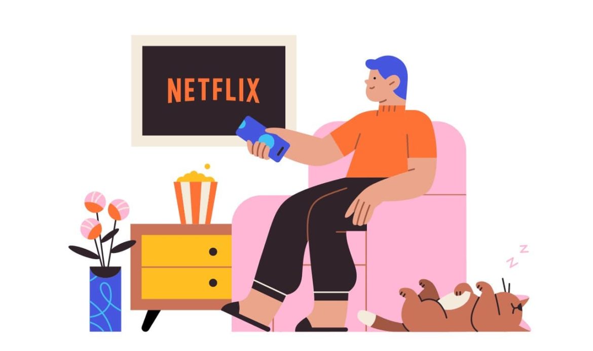 Ilustración hombre viendo Netflix