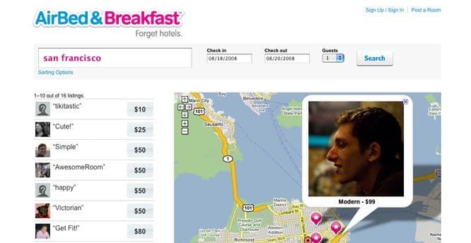 La web que dio inicio a AirBnB.