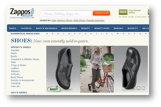 Página web de Zappos