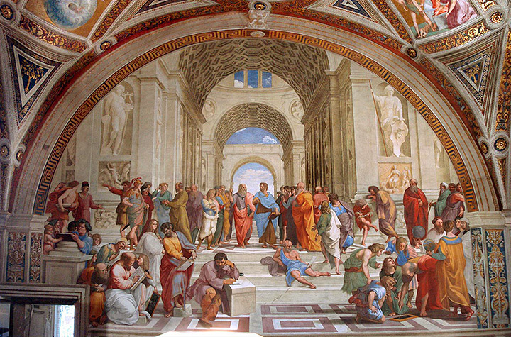 La escuela de Atenas, un fresco hecho por Raphael
