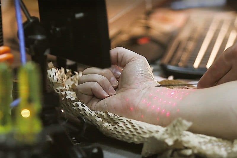 Prova del làser a un metre de distància