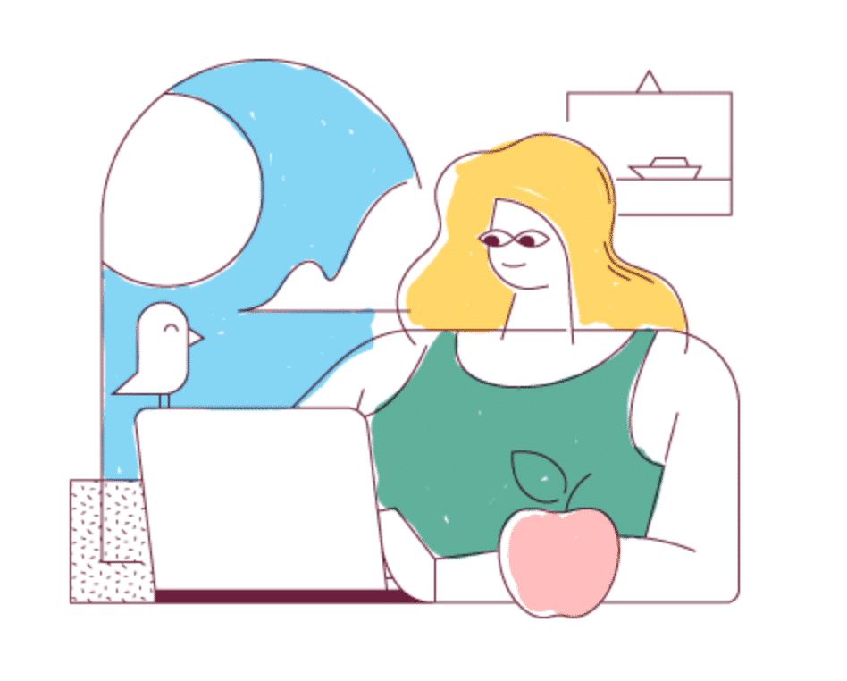 Ilustración mujer ordenador