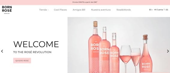 Posicionar producto digital screenshot web born rosé