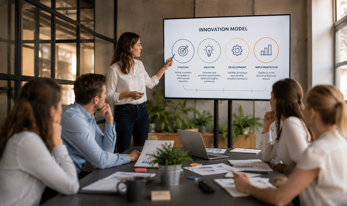 Model d'innovació: descobreix com dissenyar un sistema que transformi la innovació en resultats de negoci mitjançant l'estratègia, les capacitats i l'execució.